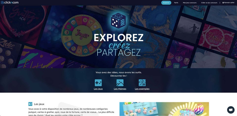 Page accueil de l'atelier Clickncom